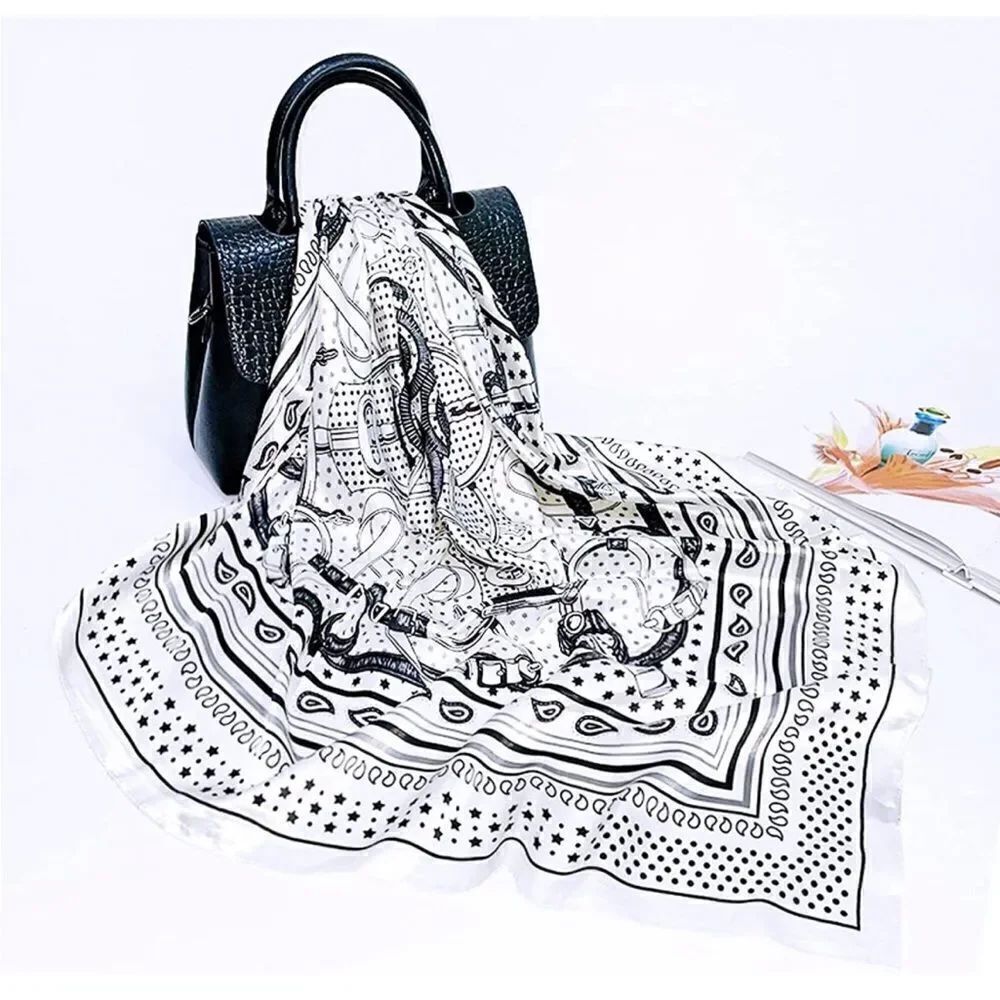 Black and white Silky Scarf